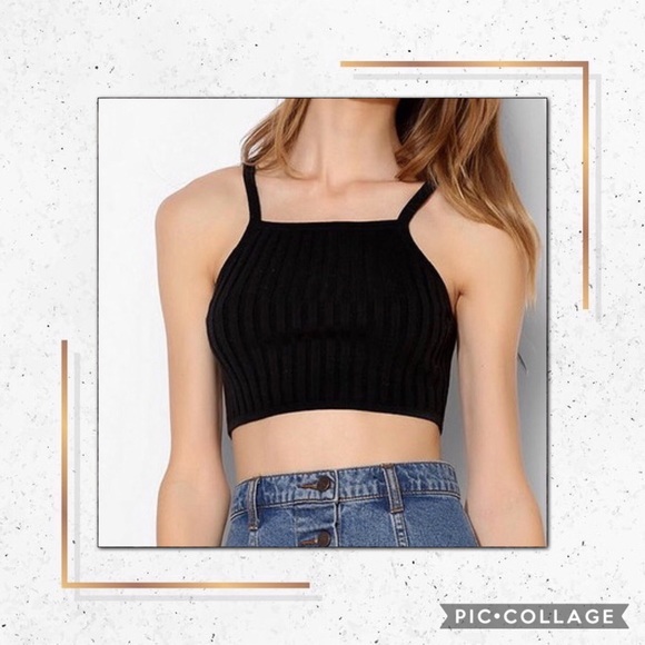 ✨ 2/$20 ✨ BDG CROPPED BLACK RIBBED CROP TOP✨ - Picture 1 of 4